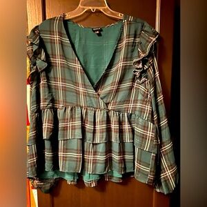 Plaid button down crop top